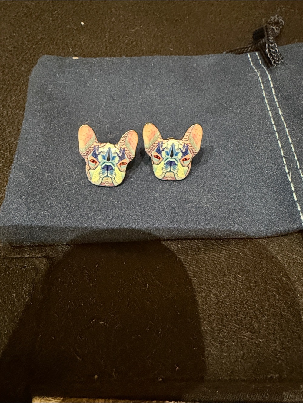 Colorful French Bulldog Stud Earrings